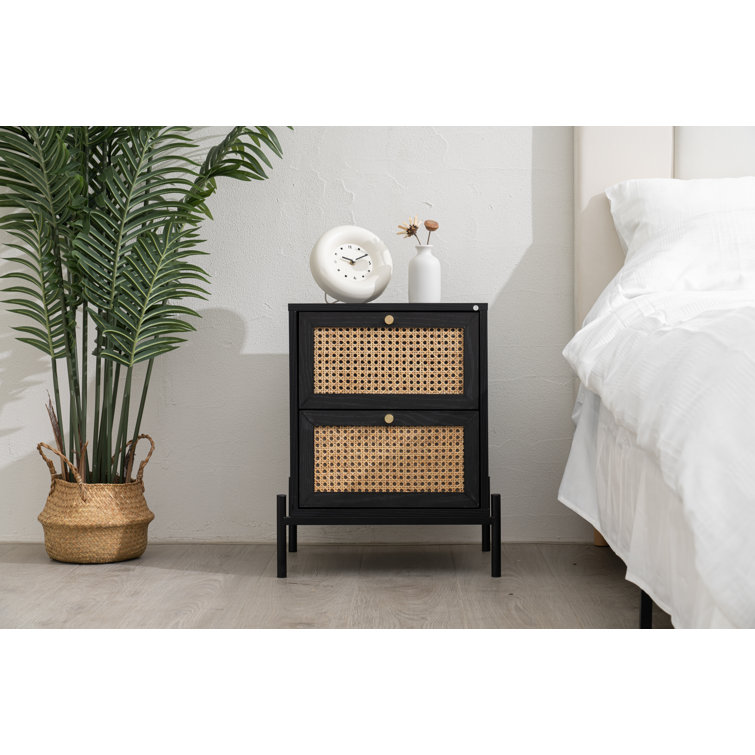 2 drawer deals bedside table black